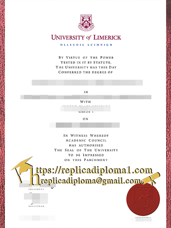 University of Limerick degree certificate