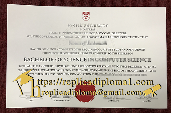 McGill University diploma sample from replicadiploma1.com