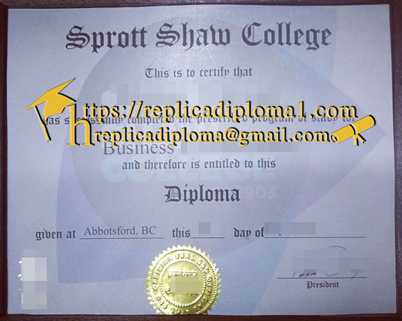 free sample of Sprott Shaw College diploma from replicadiploma1.com