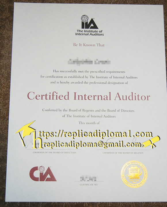 Certified Internal Auditor certificate sample from replicadiploma1.com